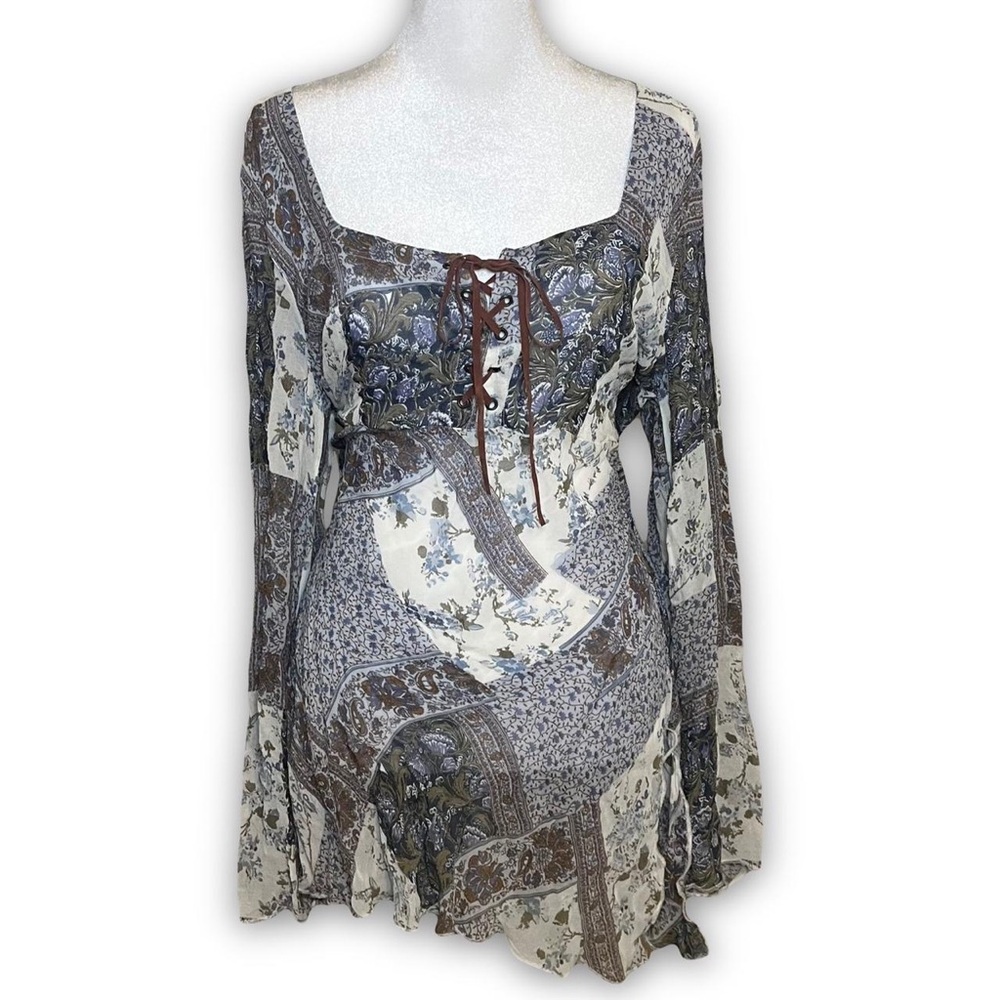 Y2K sheer patchwork mini dress